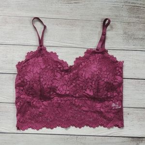 New! Angelique Burgundy Floral Lace Bralette
